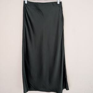 Treasure & Bond Bias Cut Satin Midi Skirt - Green Wood